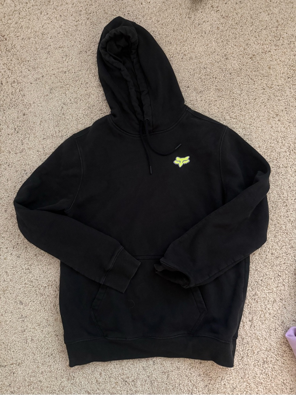 Fox Black Pullover Hoodie with Neon Yellow Logo